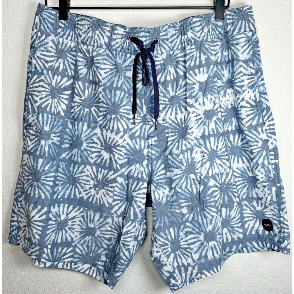 RVCA Hybrid Board‎ Shorts Mens XL Blue Gray Floral Sun Burst Surf Swim Trunks